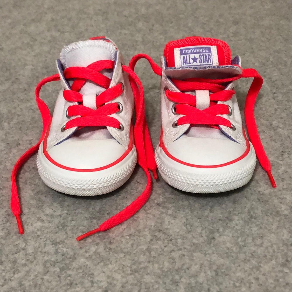Converse double tongue white, pink and purple